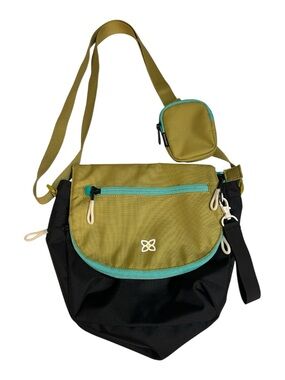 Sherpani Crossbody Bag With Removable Zip Pouch Travel Messenger Black Green